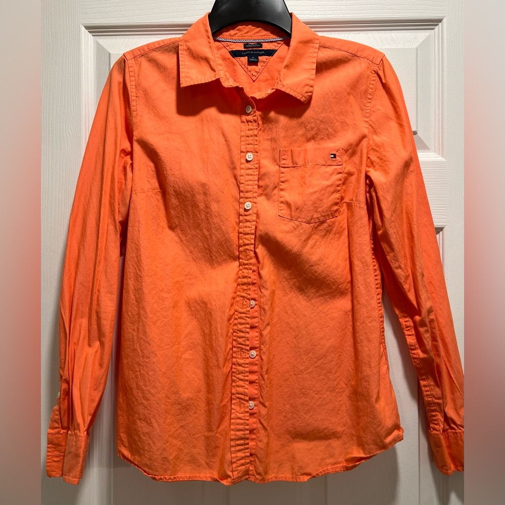 Tommy Hilfiger Orange Classic Fit Button-Up Shirt
